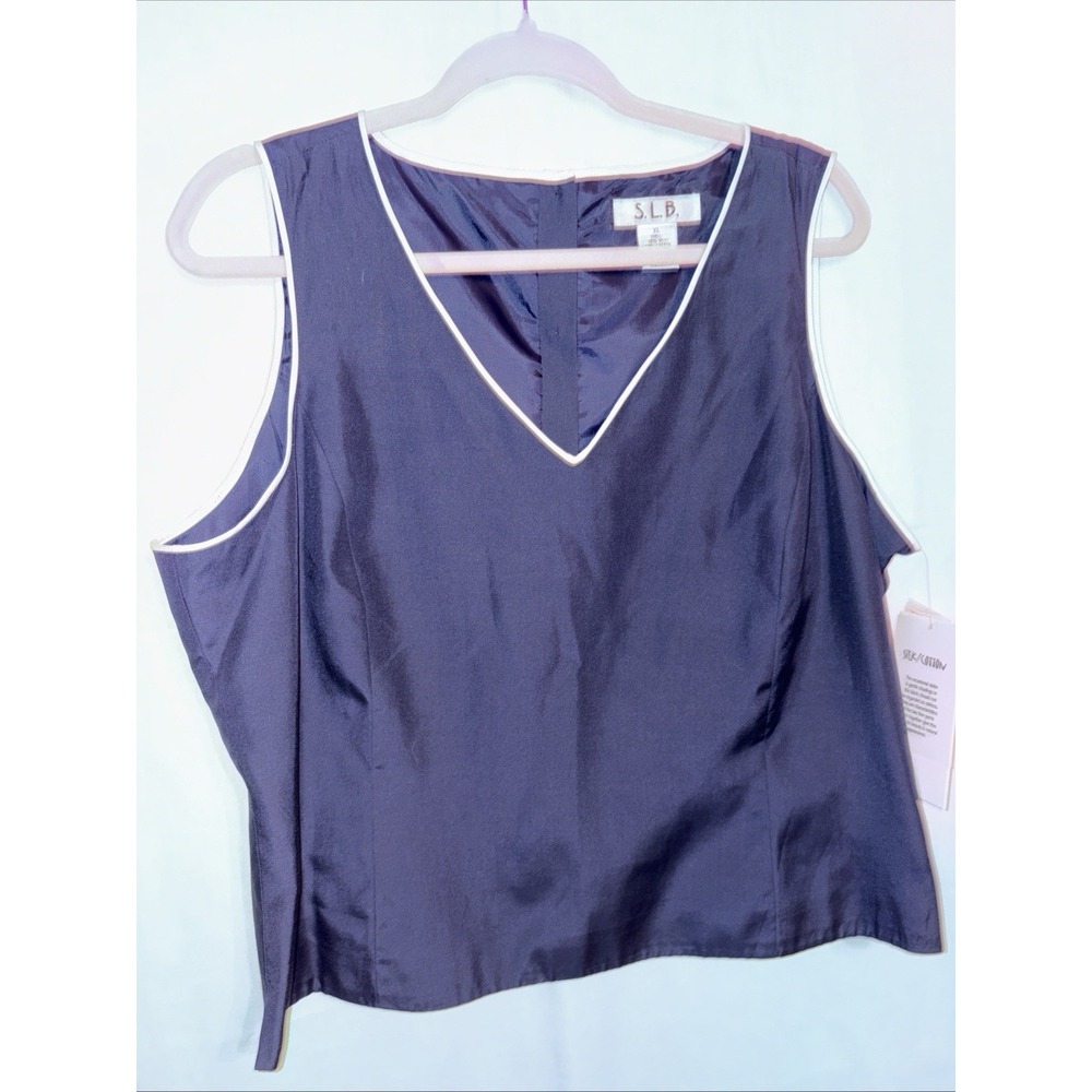 SLB By Sunny Lee Sleeveless V-Neck‎ Cotton Silk Lined Top